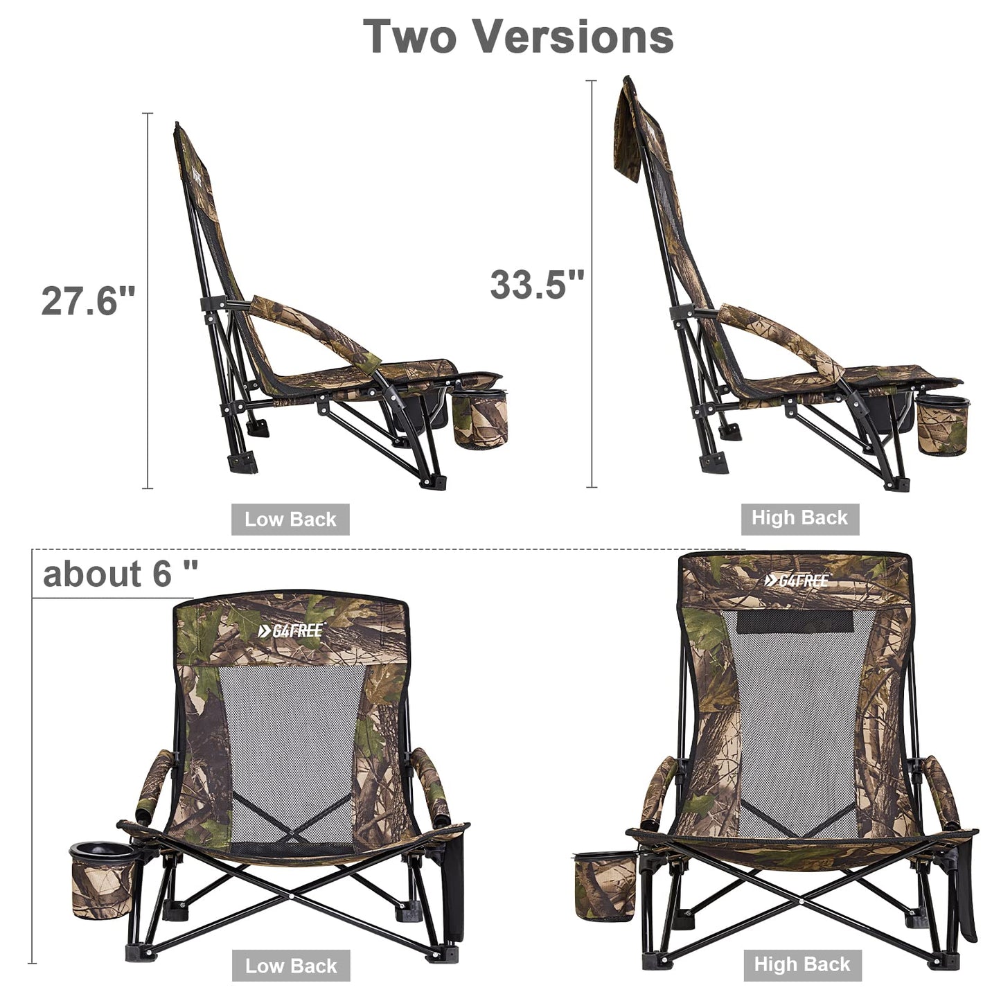 G4Free Low Sling Folding Portable Beach Chair