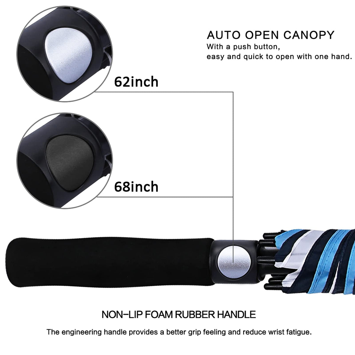 G4Free G4Free Automatic Open Golf Umbrella Double Canopy Vented Stick Umbrellas