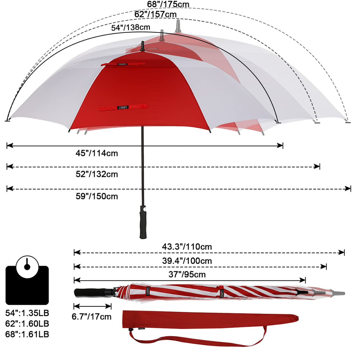 G4Free G4Free Automatic Open Golf Umbrella Double Canopy Vented Stick Umbrellas