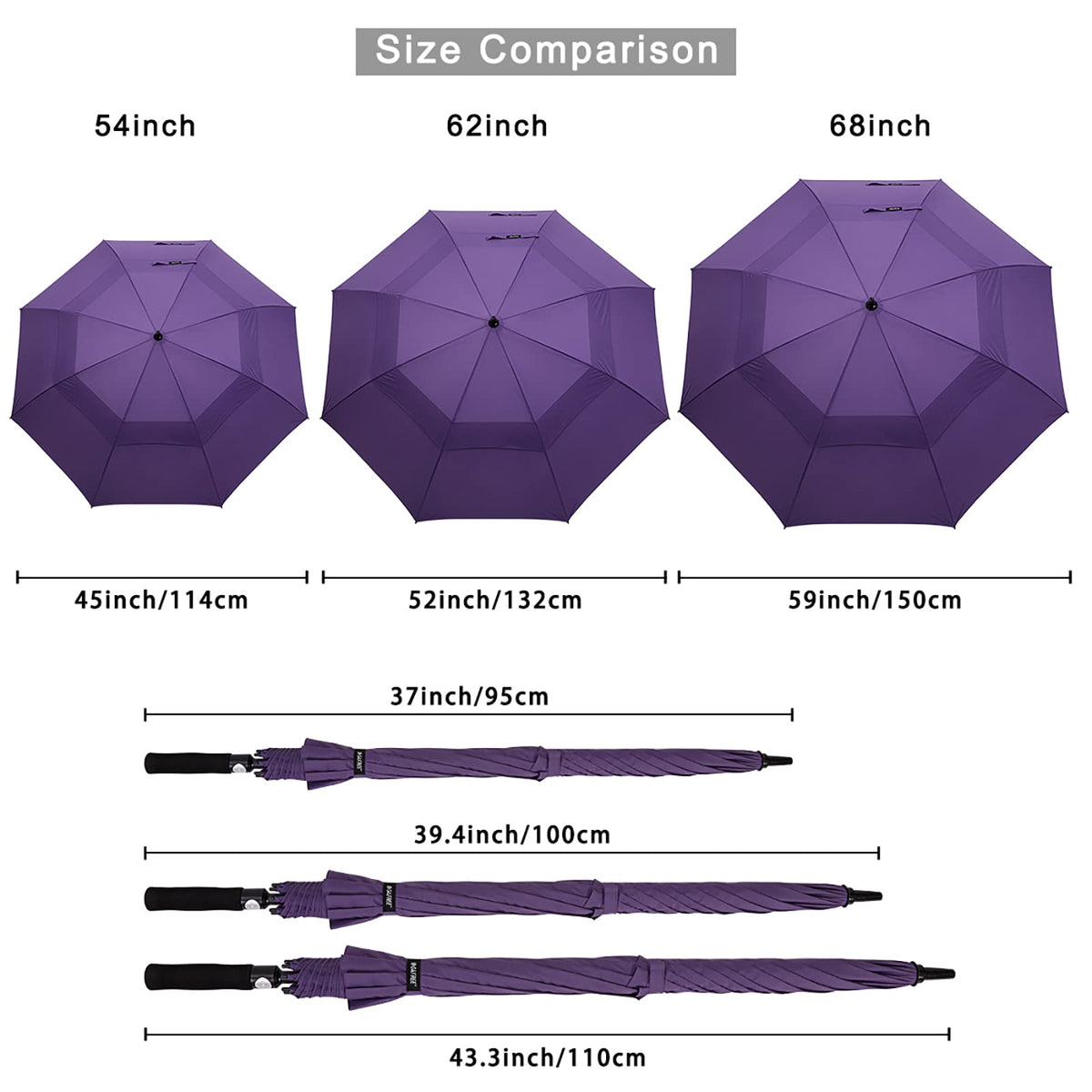 G4Free G4Free Automatic Open Golf Umbrella Double Canopy Vented Stick Umbrellas