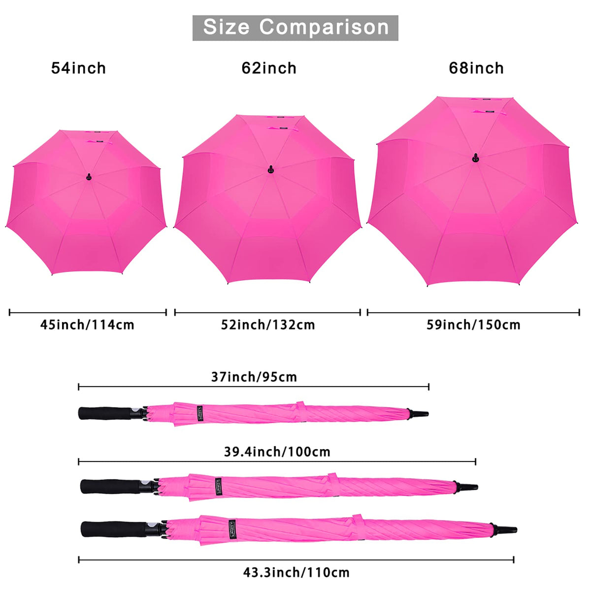 G4Free G4Free Automatic Open Golf Umbrella Double Canopy Vented Stick Umbrellas