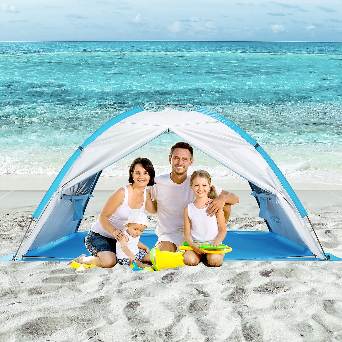 G4Free Large Pop up Beach Tent for 3-4 Person