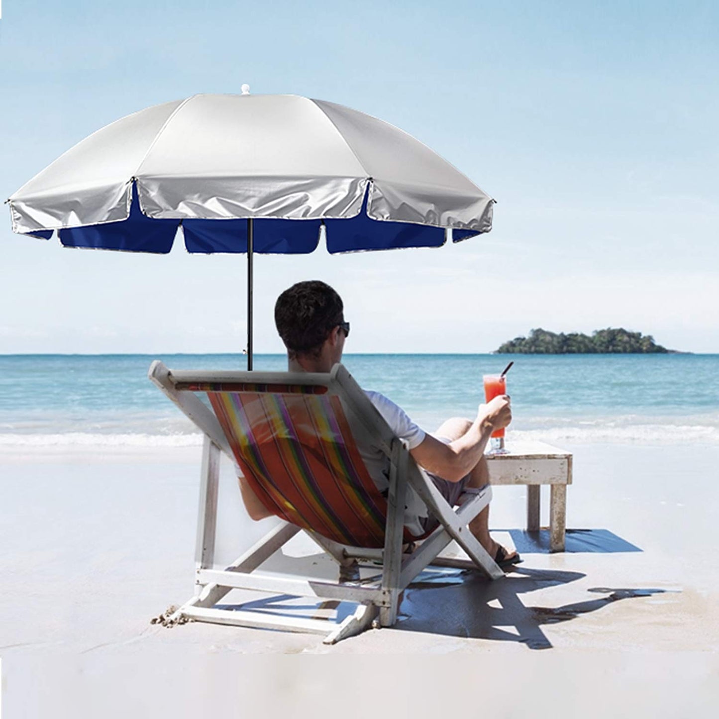 G4Free Universal Clamp On Umbrella Adjustable Outdoor UV Protection Beach Chair Umbrella