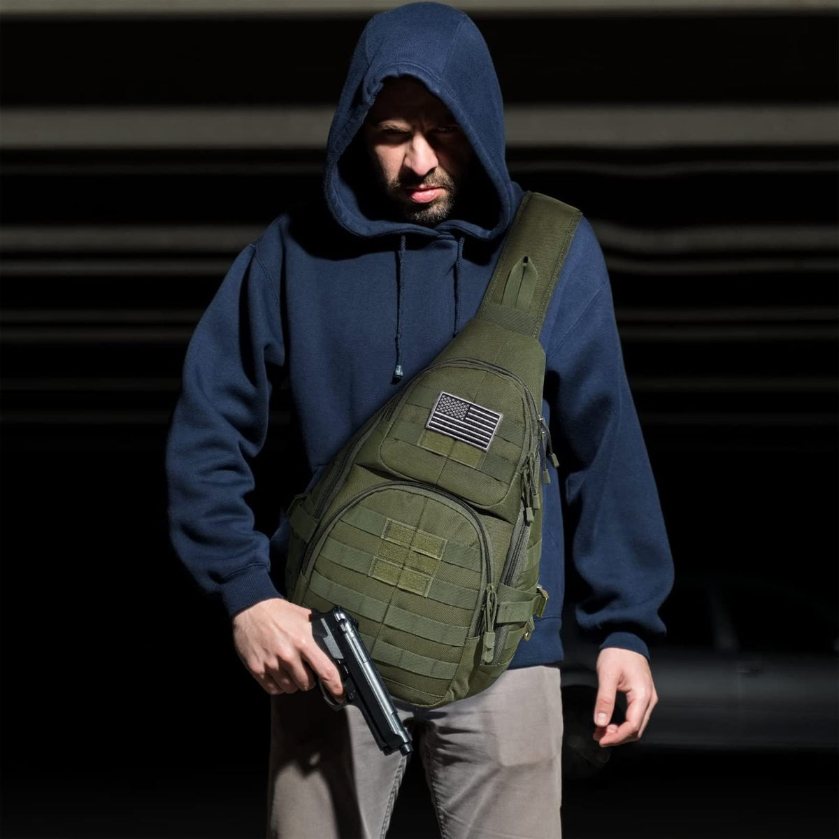 G4Free Activewear - G4Free Tactical EDC Sling Backpack, Military Rover Shoulder Sling Bag Pack with Pistol Holster for Concealed Carry -D02V760A-D02V760D-D02V760C