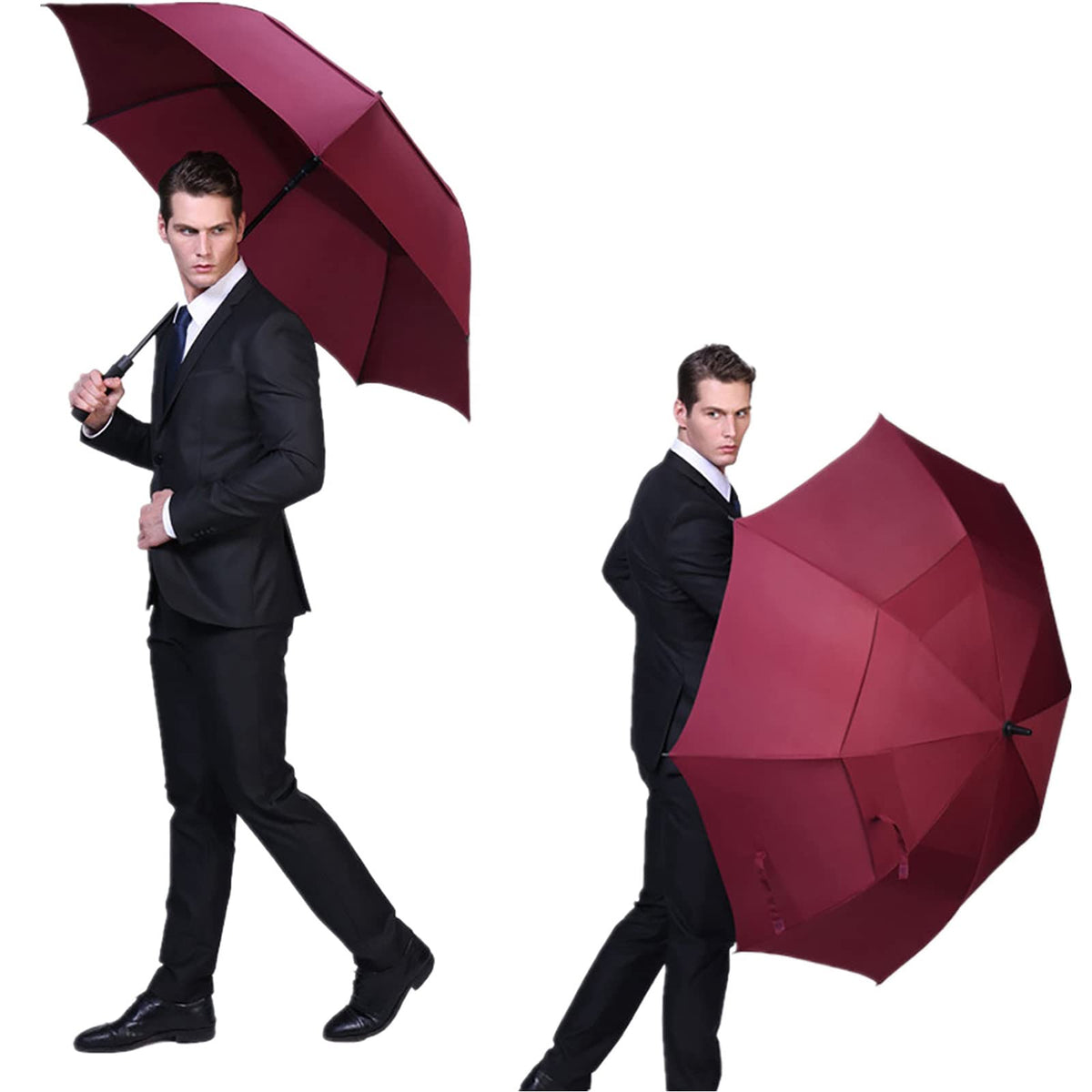 G4Free G4Free Automatic Open Golf Umbrella Double Canopy Vented Stick Umbrellas