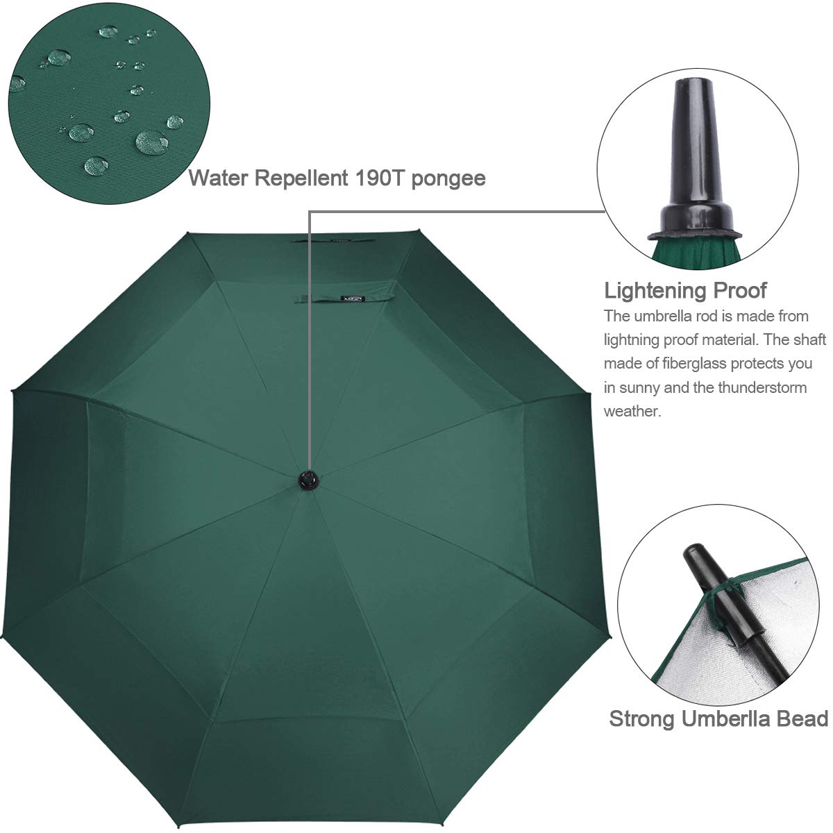 G4Free 54/62/68 Inch UV Protection Automatic Open Double Canopy Vented Sun Rain Umbrella