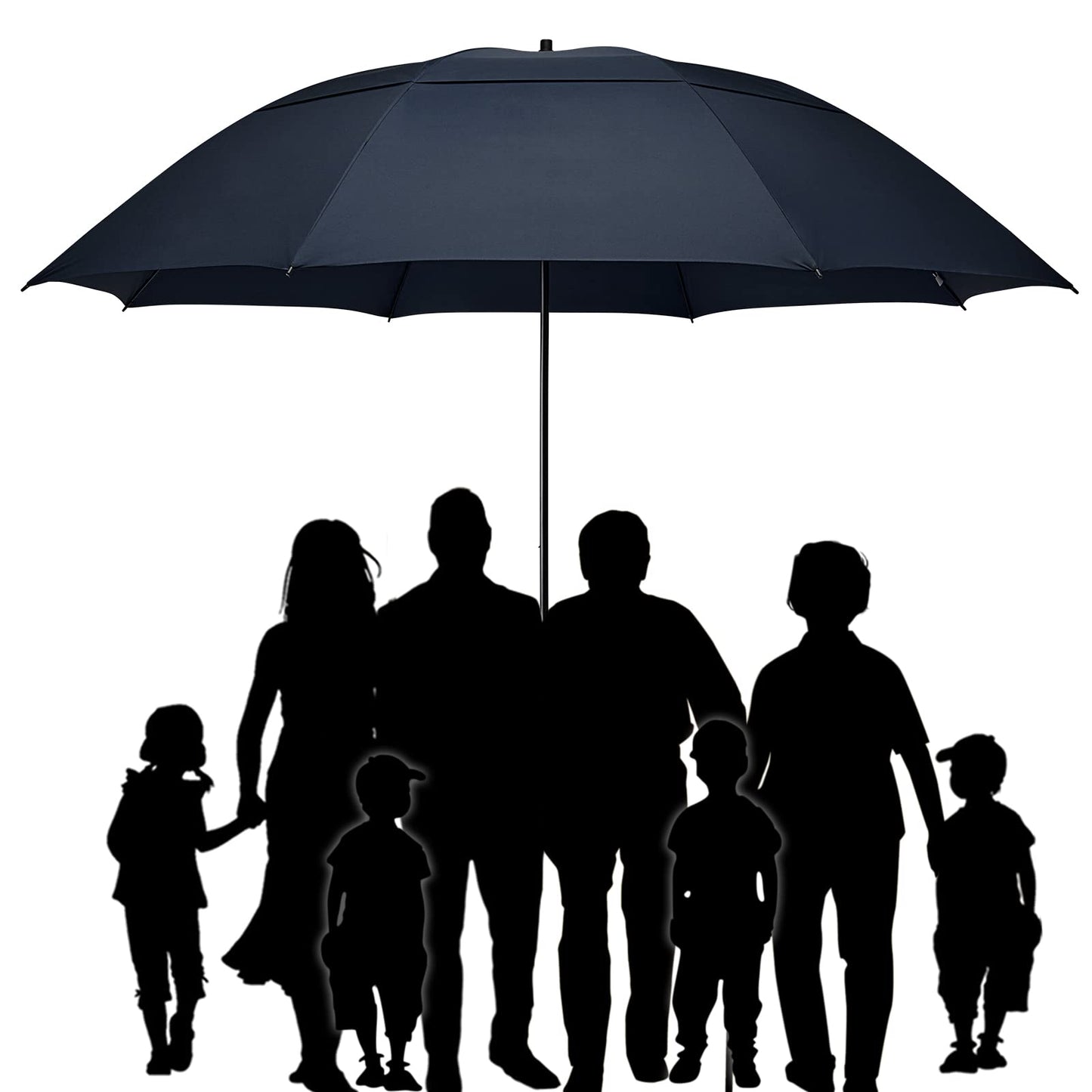 G4Free 80 Inch 6.6 Ft Double Canopy Vented Windproof Stick Family Umbrella