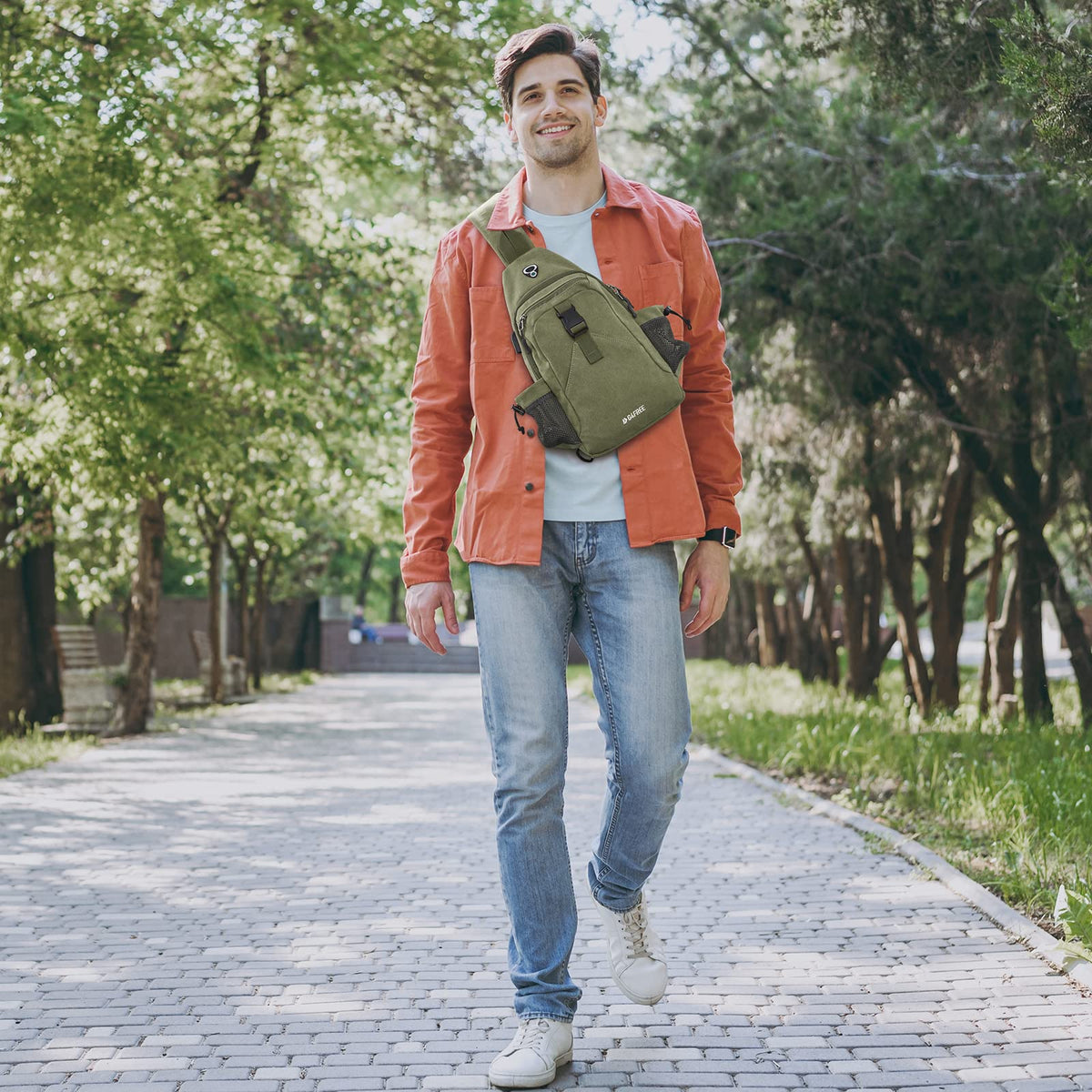 G4Free Activewear - G4Free Anti-Theft Canvas Sling Bag with USB Port -TN22B159A-TN22B159F-TN22B159E-TN22B159D-TN22B159C