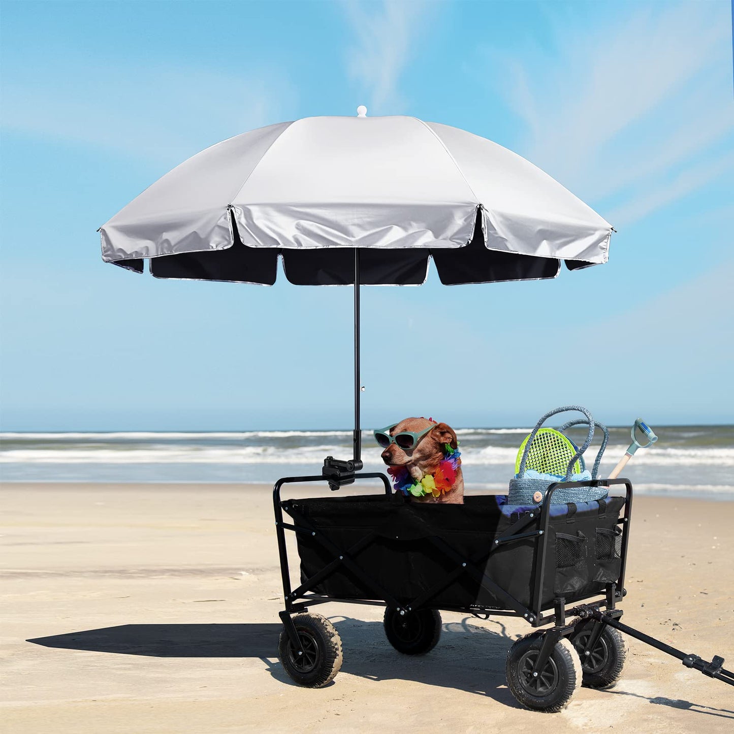 G4Free Universal Clamp On Umbrella Adjustable Outdoor UV Protection Beach Chair Umbrella