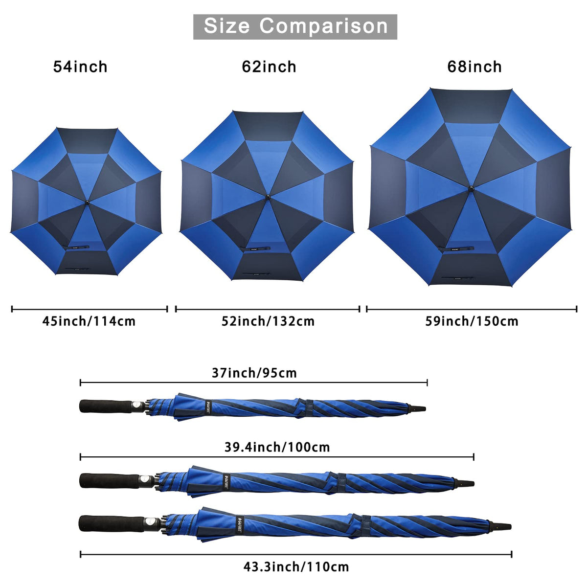G4Free G4Free Automatic Open Golf Umbrella Double Canopy Vented Stick Umbrellas