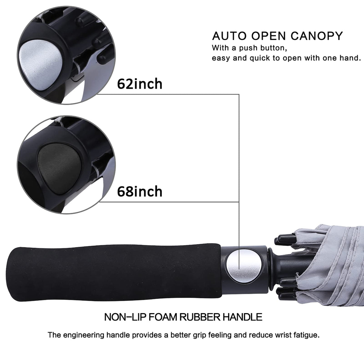 G4Free G4Free Automatic Open Golf Umbrella Double Canopy Vented Stick Umbrellas