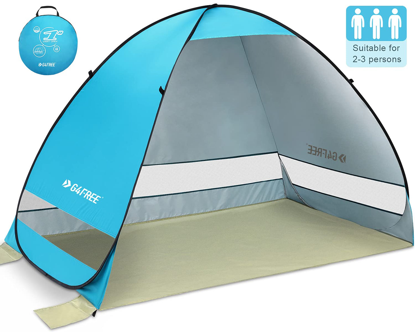 G4Free Large Pop up Beach Tent for 3-4 Person