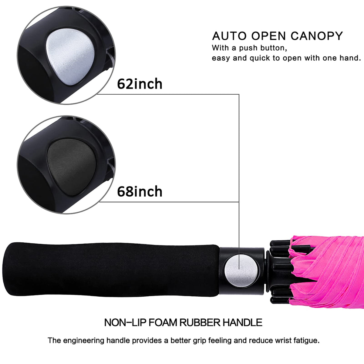 G4Free G4Free Automatic Open Golf Umbrella Double Canopy Vented Stick Umbrellas