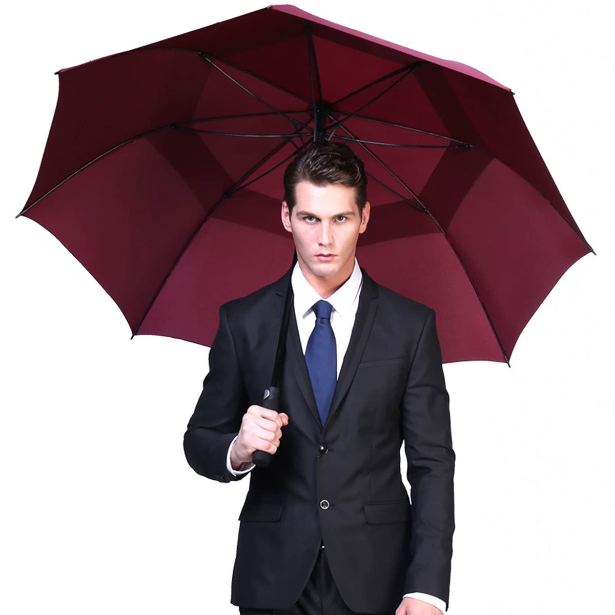 G4Free G4Free Automatic Open Golf Umbrella Double Canopy Vented Stick Umbrellas