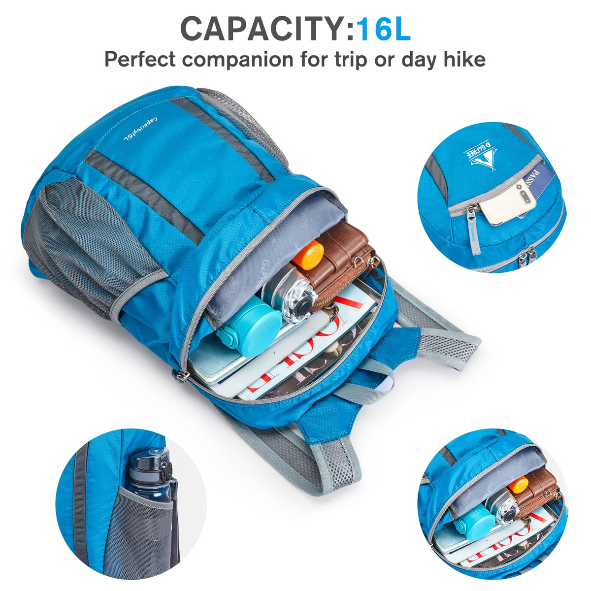 G4Free G4Free Hiking Daypack Water Resistant Lightweight Packable Backpack