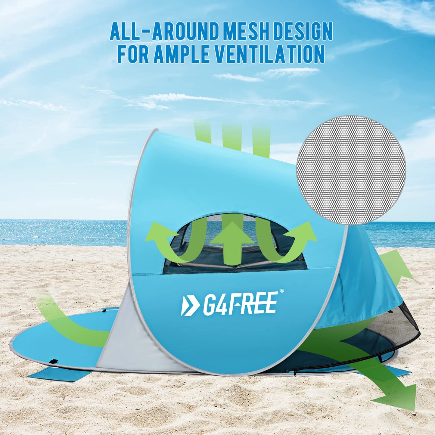 G4Free 3-4 Persons Pop Up Beach Tent