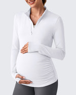 G4Free Activewear - UPF 50+ Half Zip Sun Maternity Shirts -GF25BY464BF-XS-GF25BY464BA-S-GF25BY464BB-M-GF25BY464BC-L-GF25BY464BD-XL
