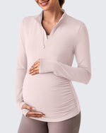 G4Free Activewear - UPF 50+ Half Zip Sun Maternity Shirts -GF25BY464GA-S-GF25BY464GB-M-GF25BY464GC-L-GF25BY464GD-XL-GF25BY464GE-XXL