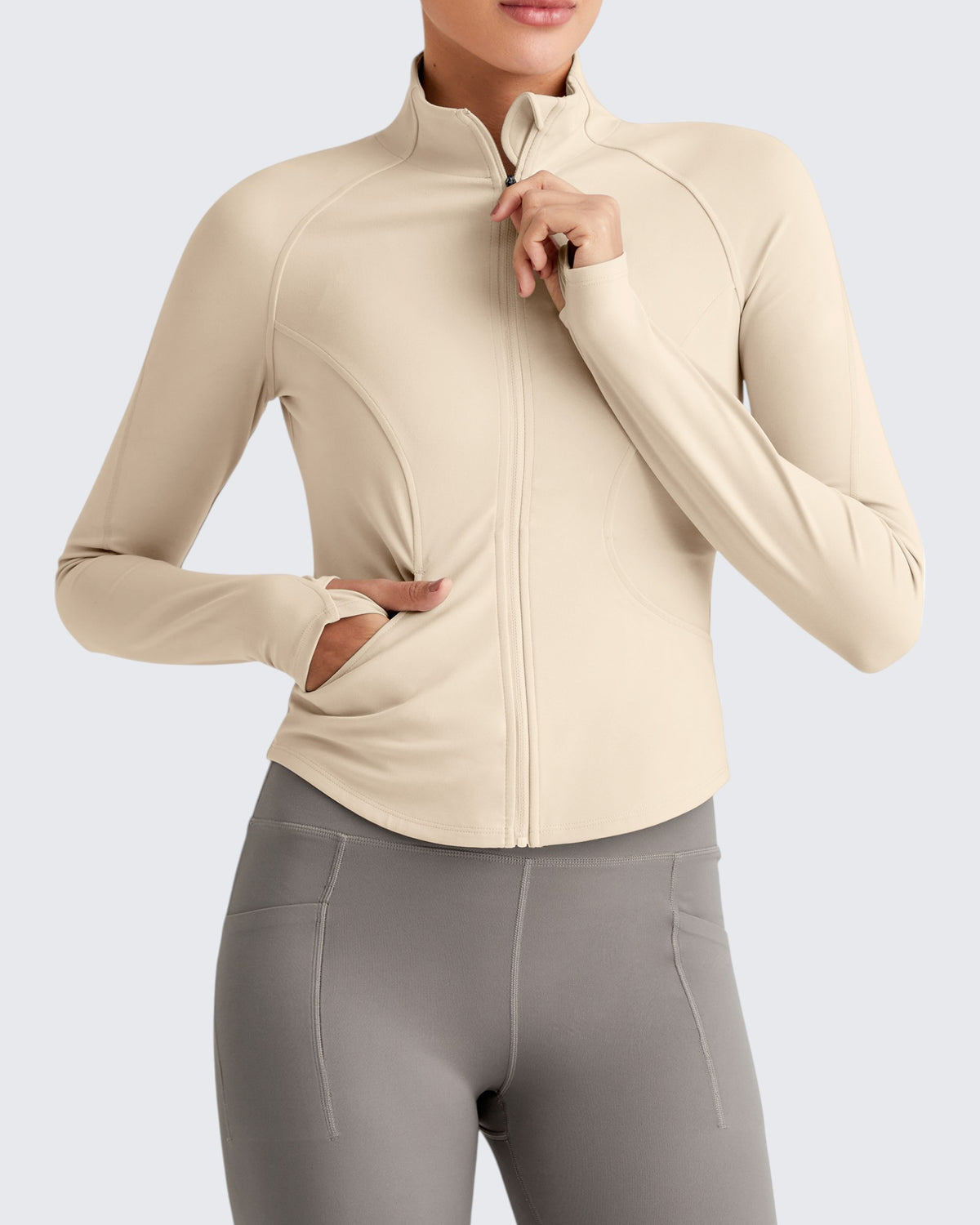 G4Free Activewear - BareFeel Cropped Slim Fit Full Zip Workout Jackets -GF25M411AA-S-GF25M411AB-M-GF25M411AC-L-GF25M411AD-XL-GF25M411AE-XXL