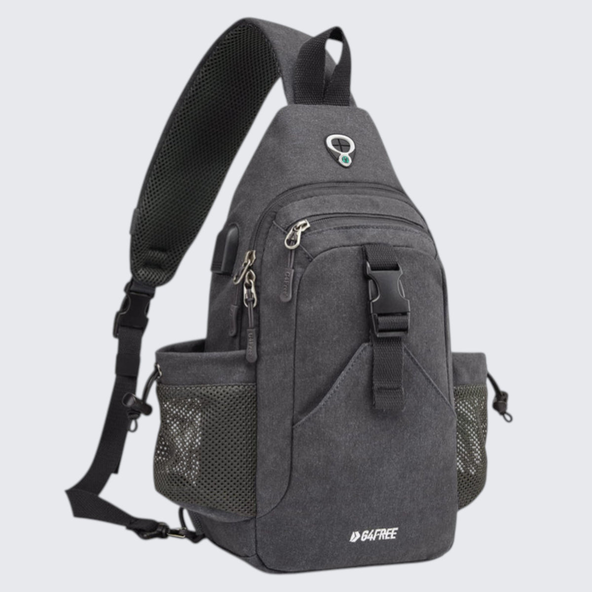 G4Free Activewear - G4Free Anti-Theft Canvas Sling Bag with USB Port -TN22B159A-TN22B159F-TN22B159E-TN22B159D-TN22B159C