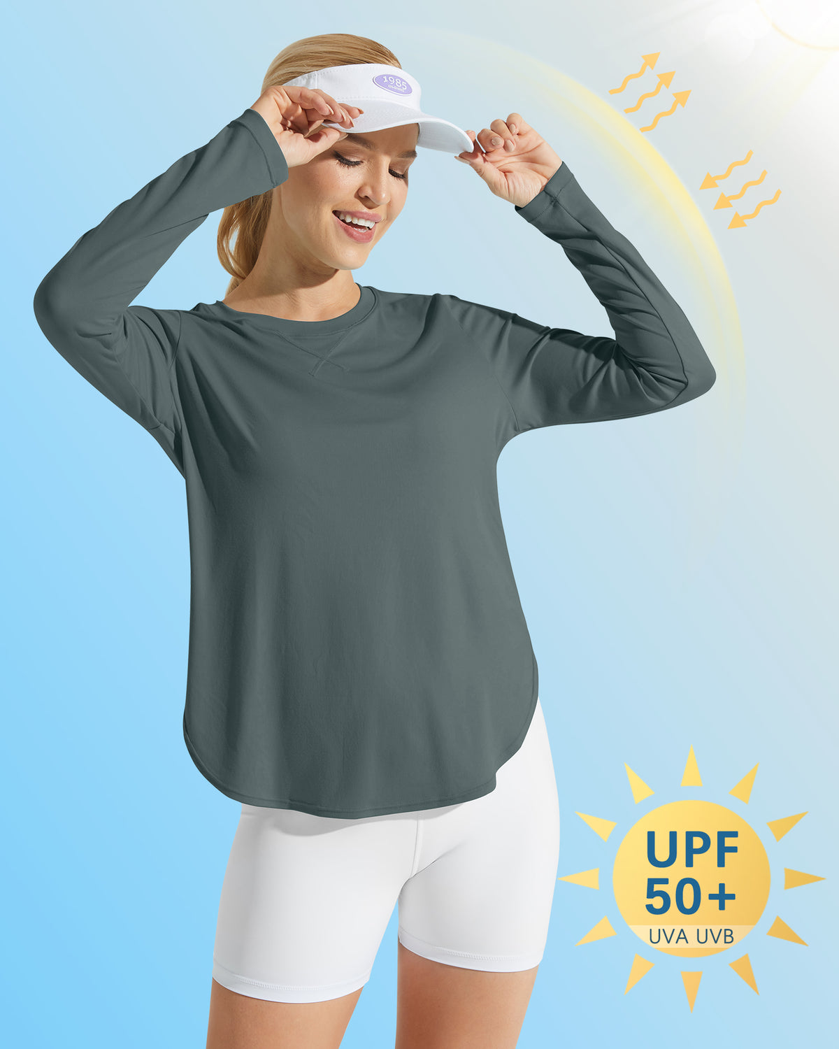 G4Free Activewear Scoop Neck UV Sun Workout Long Sleeve