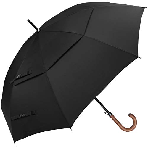 G4Free G4Free 52/62inch Wooden J Handle Auto Open Golf Umbrella # Black