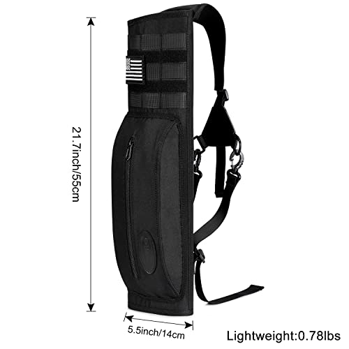 G4Free Archery Back Arrow Quiver with Molle System Canvas Shoulder Hanged Hunting Target Holder with Pocket for Shooting Target Practice