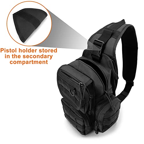 G4Free Activewear - G4Free Tactical EDC Sling Bag Pack with Pistol Holster -D02V666A-D02V666B