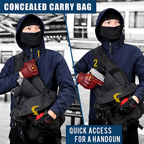 G4Free Activewear - G4Free Tactical EDC Sling Bag Backpack with Pistol Holster -D02V759A-D02V759D-D02V759B-D02V759F