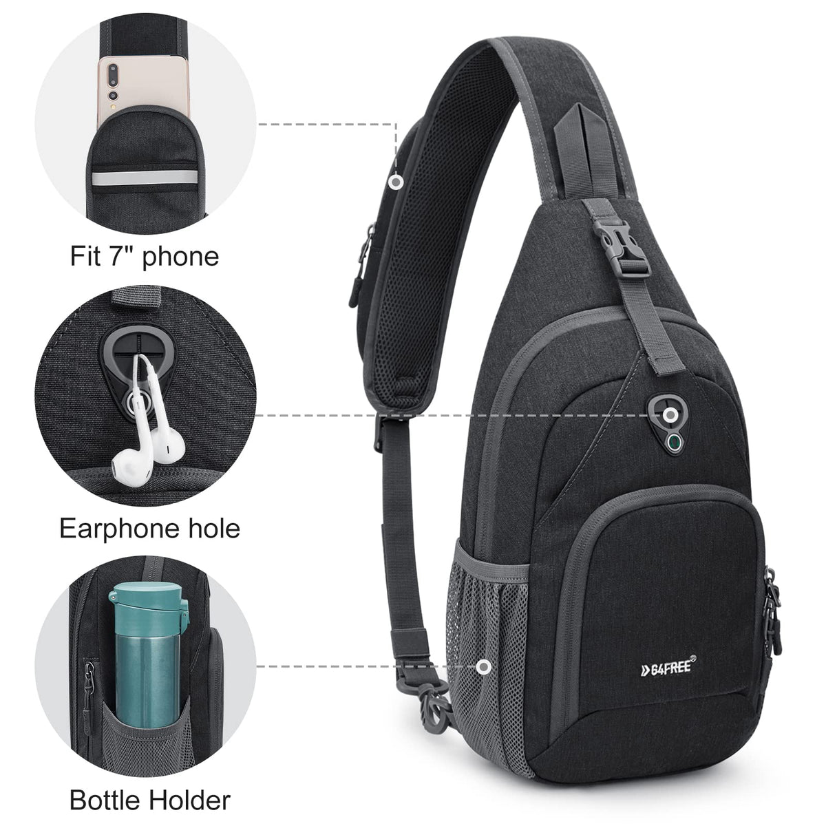 G4Free Activewear - G4Free RFID Sling Bag for Hiking Outdoor -TN22B091A-TN22B091E-TN22B091B-TN22B091F-TN22B091D
