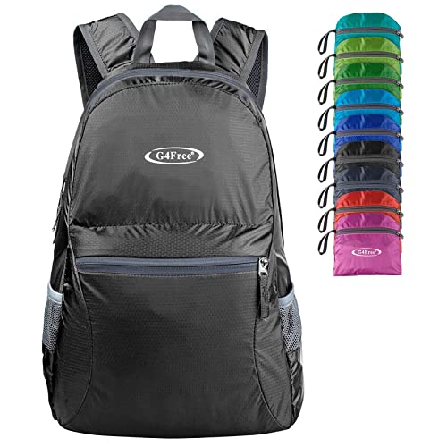 G4Free 20L Lightweight Packable Backpack Travel Hiking Daypack Foldable Grey