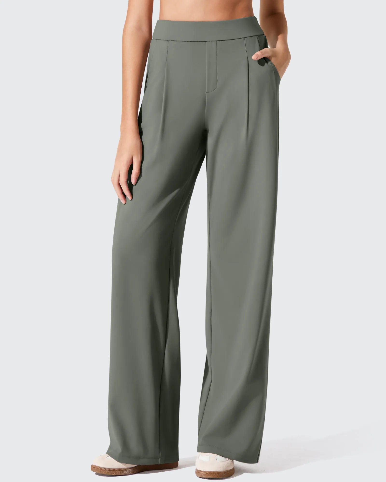 Two-Front Pleated Wide Leg Dress Pants