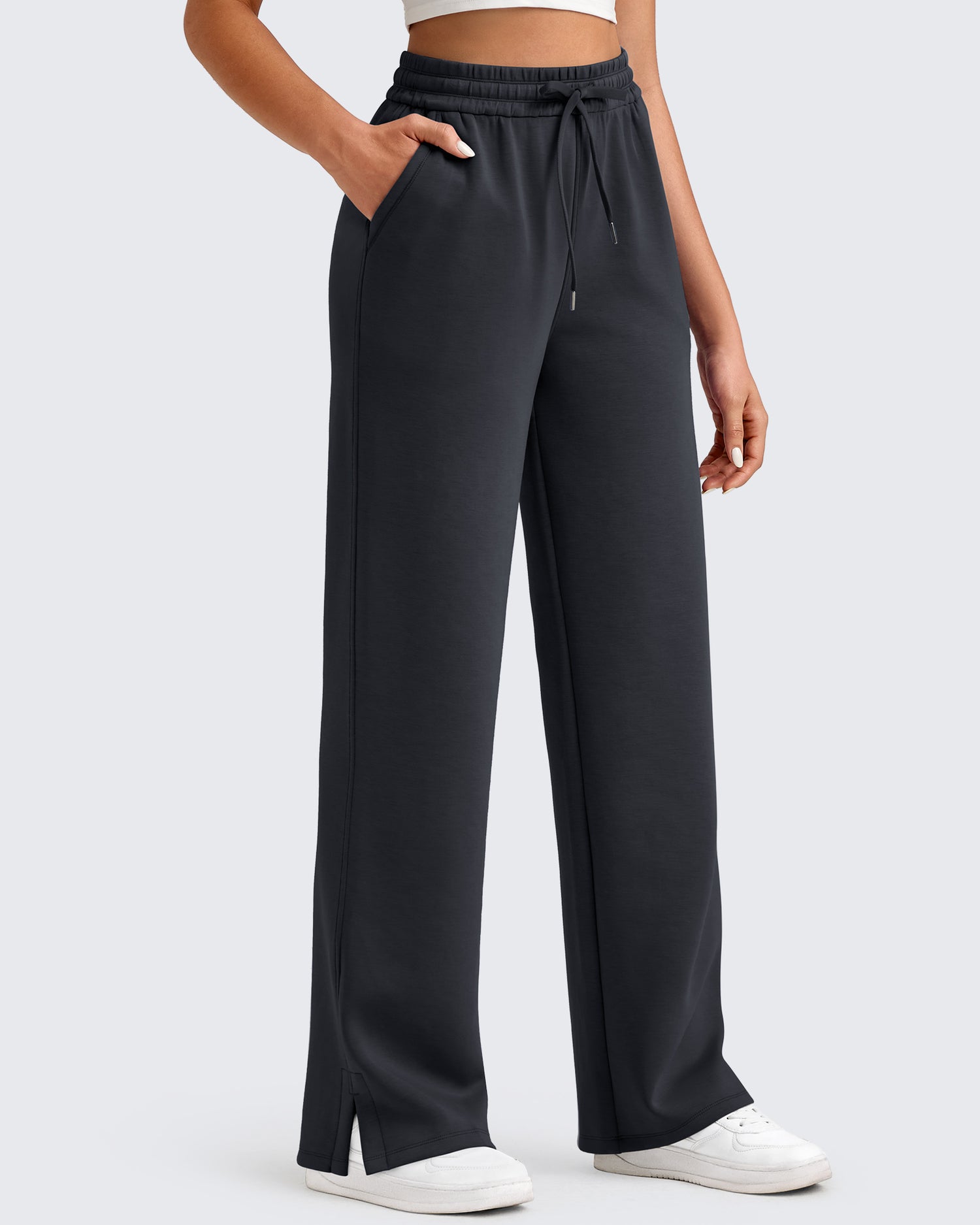 Smoofit Side Slit Drawstring Loose Sweatpants