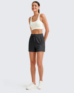 G4free Ribbed Mid-Rise Drawstring Shorts 