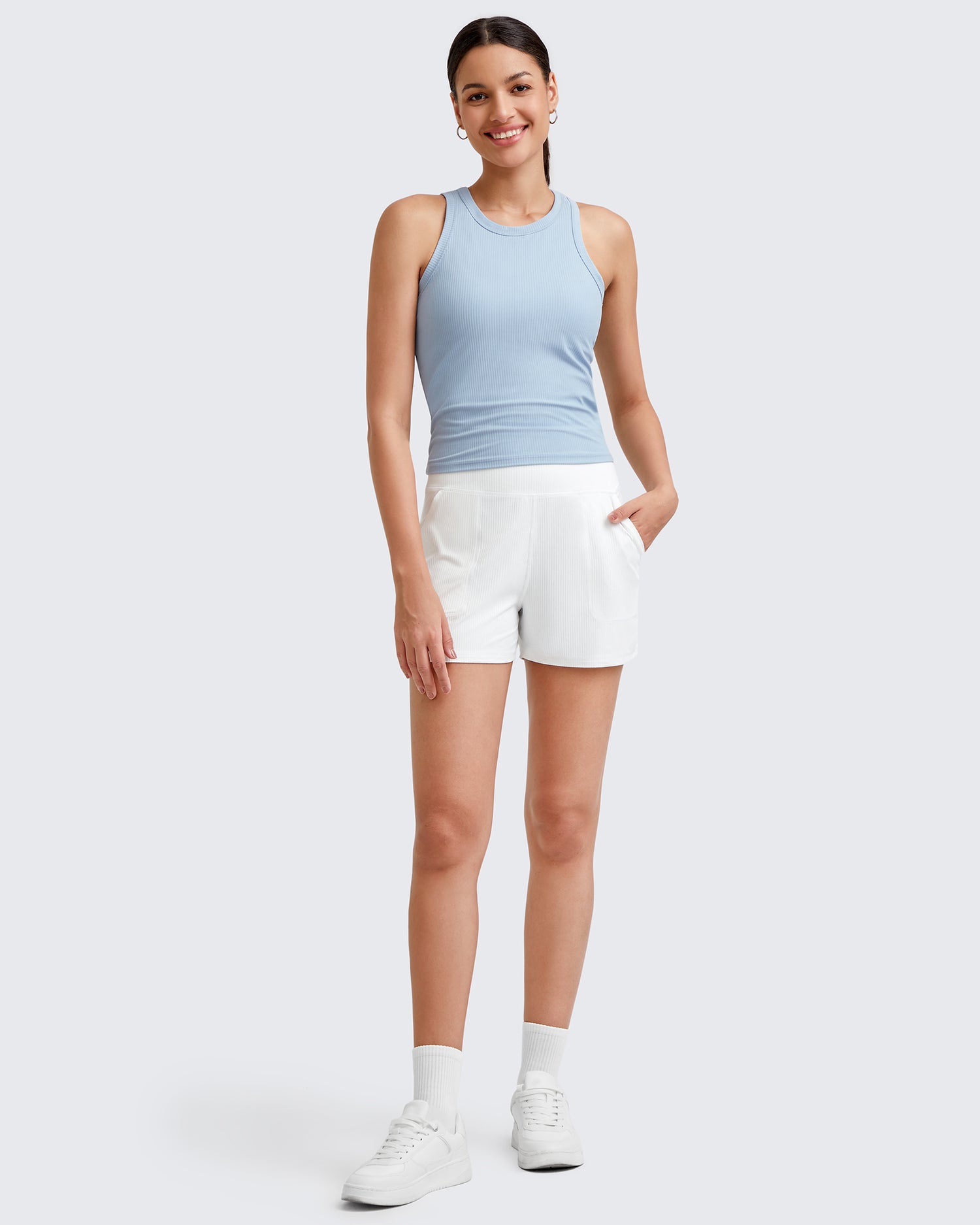 Ribbed Workout Cropped Tank Top