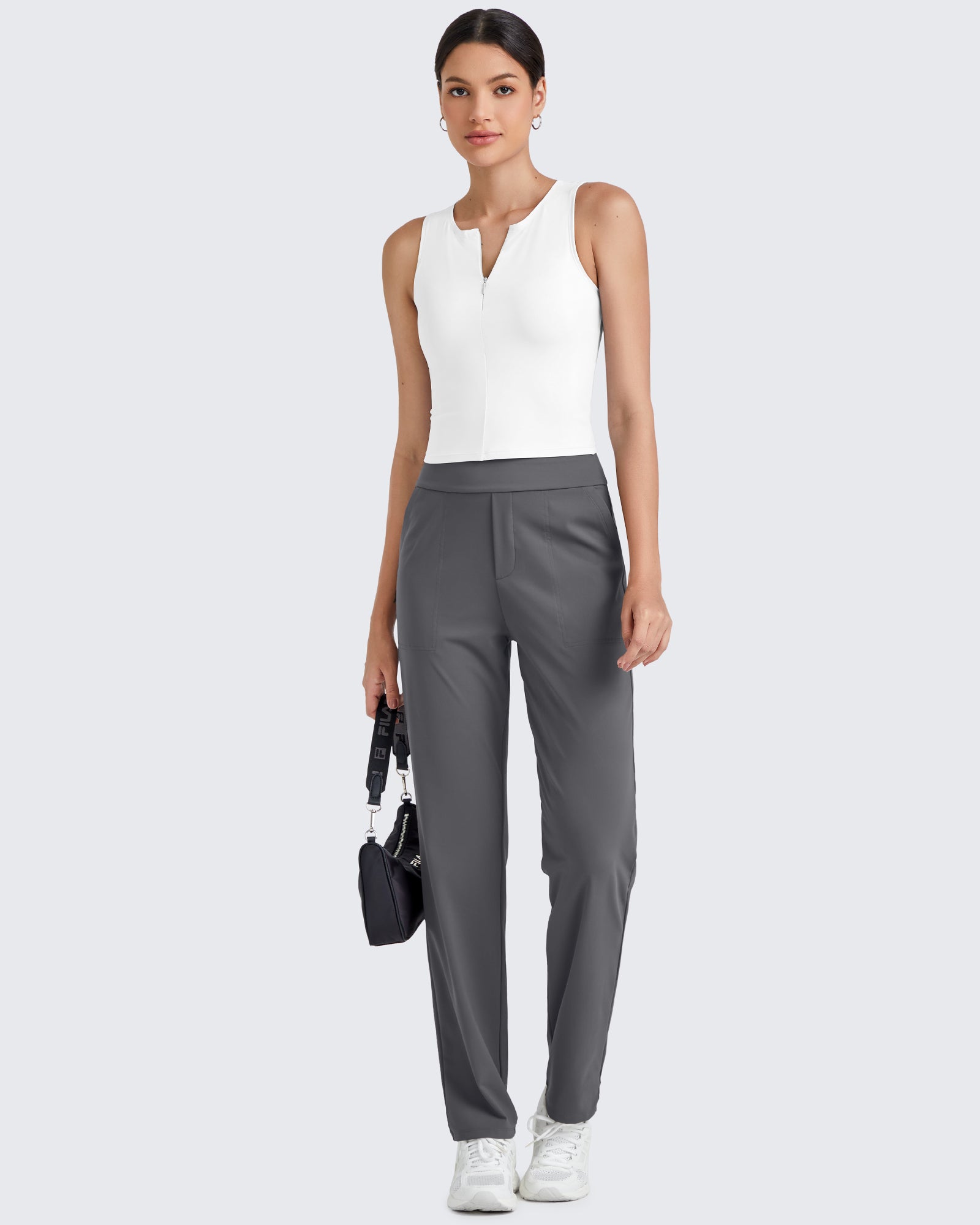 G4Free Activewear BareFeel Half Zip Cropped Workout Tank Tops 