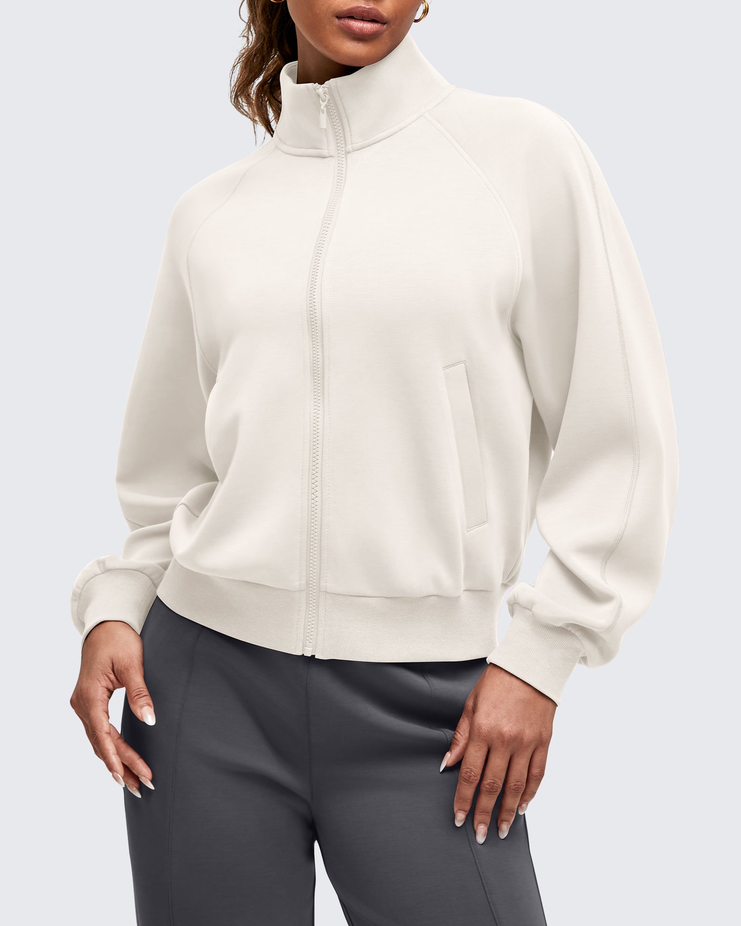 Smoofit Mock Neck Zip Up Pockets Jackets