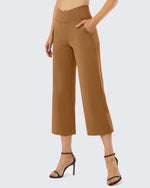 G4Free Activewear Wide Leg High-Waisted Capri Work Pants 23 