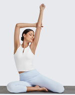 G4Free Activewear BareFeel Half Zip Cropped Workout Tank Tops 
