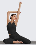 G4Free Activewear BareFeel Half Zip Cropped Workout Tank Tops 
