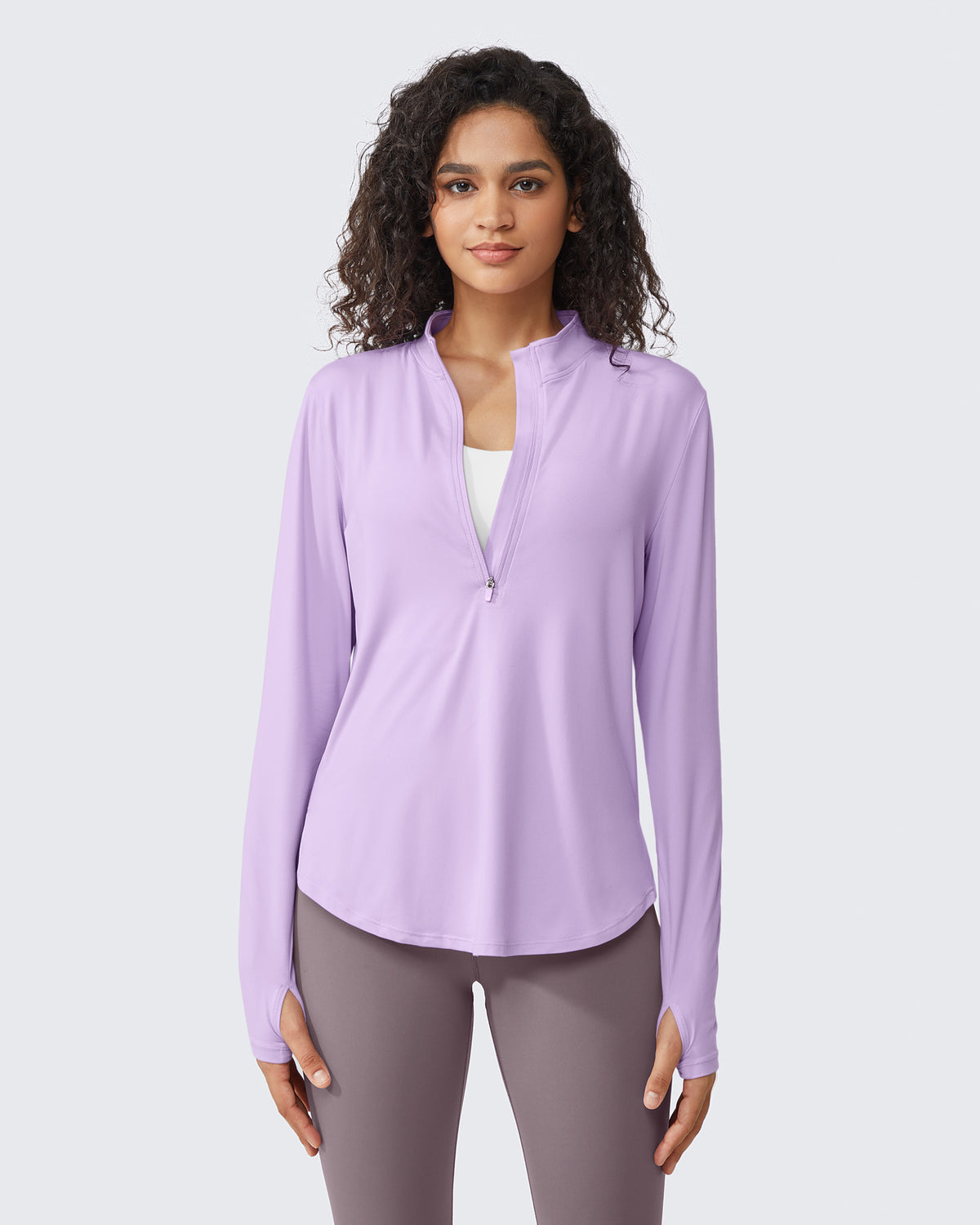 G4Free Activewear Quick Dry High Neck Sun Half Zip Workout Tops 