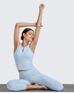 G4Free Activewear BareFeel Half Zip Cropped Workout Tank Tops 