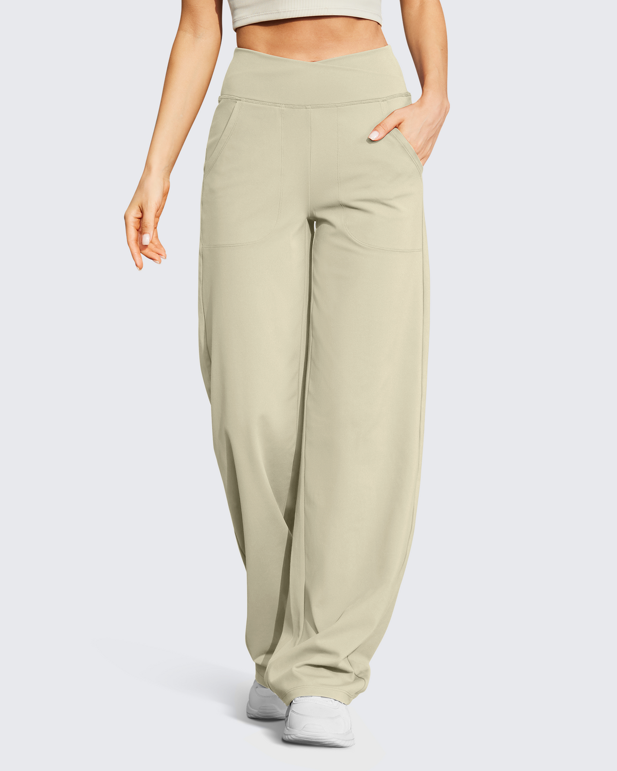 G4Free Activewear Wide Leg High-Waist Casual Pants 29 