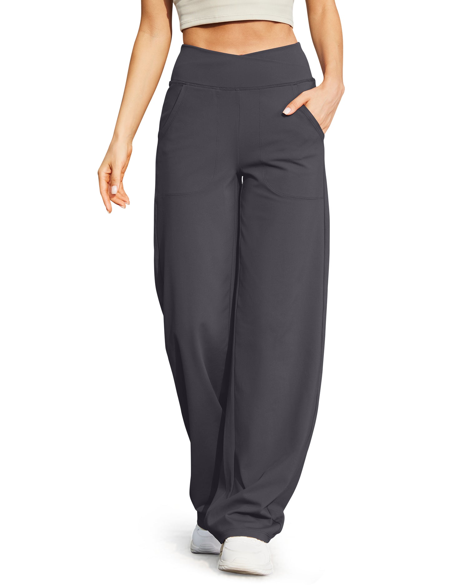 Wide Leg High-Waist Casual Pants 29''