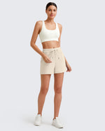 G4free Ribbed Mid-Rise Drawstring Shorts 