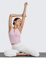 G4Free Activewear BareFeel Half Zip Cropped Workout Tank Tops 