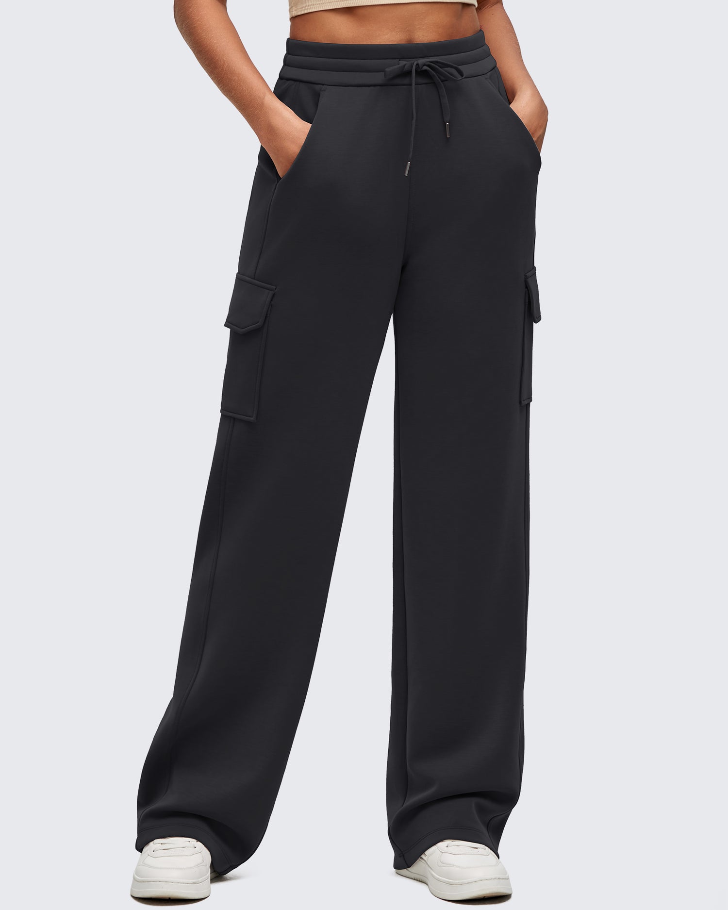 Smoofit Drawstring Wide Leg Pockets Cargo Sweatpants