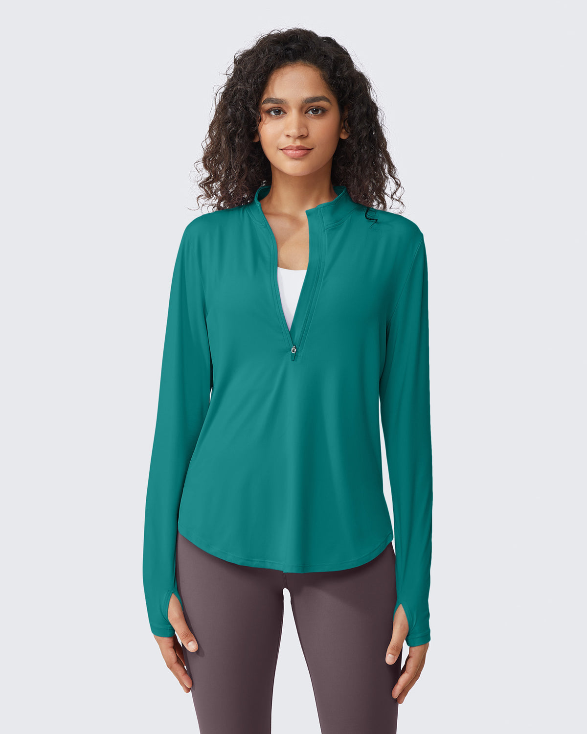 G4Free Activewear Quick Dry High Neck Sun Half Zip Workout Tops 