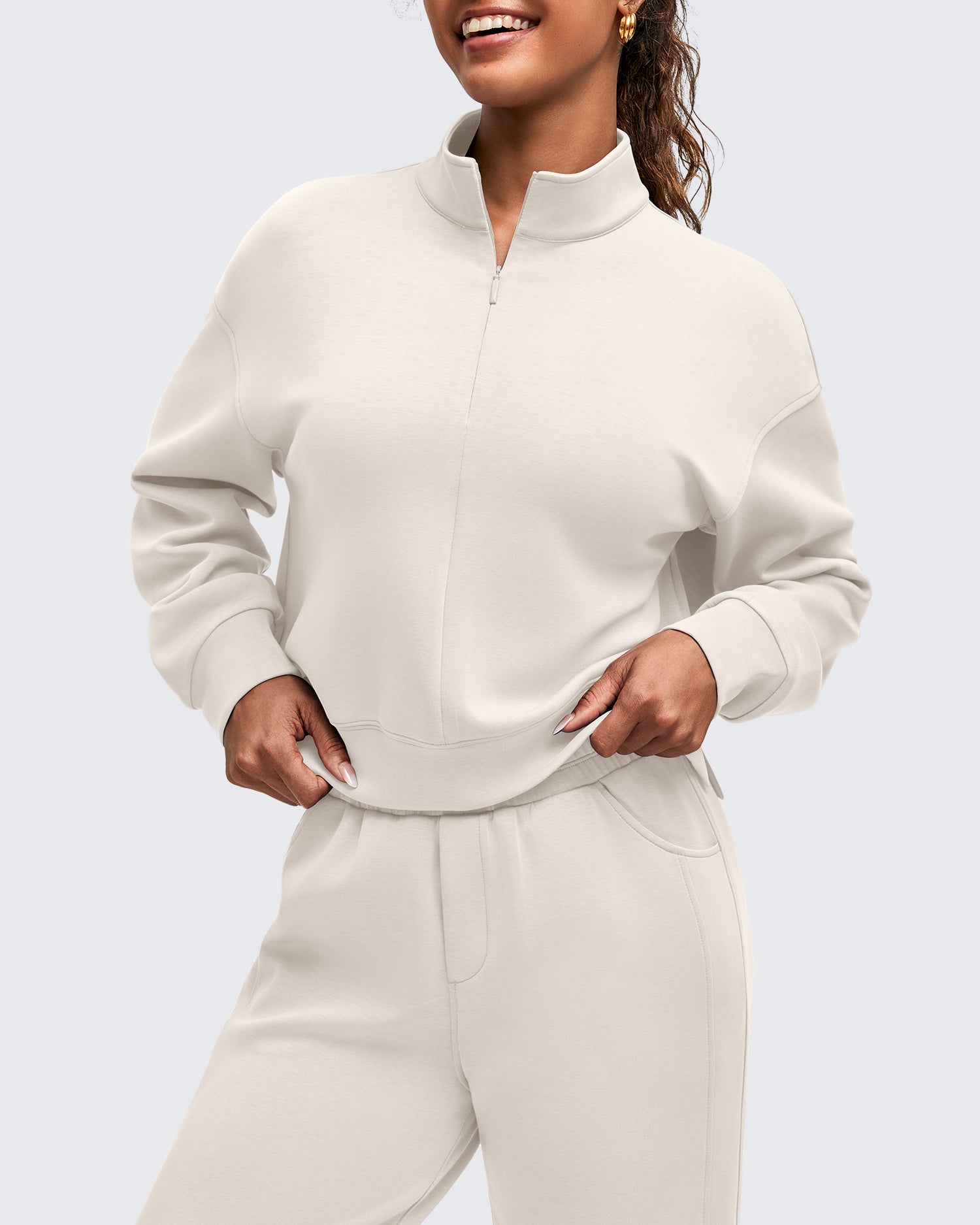 Smoofit Half-Zip Mock Neck Long Sleeve Sweatshirts
