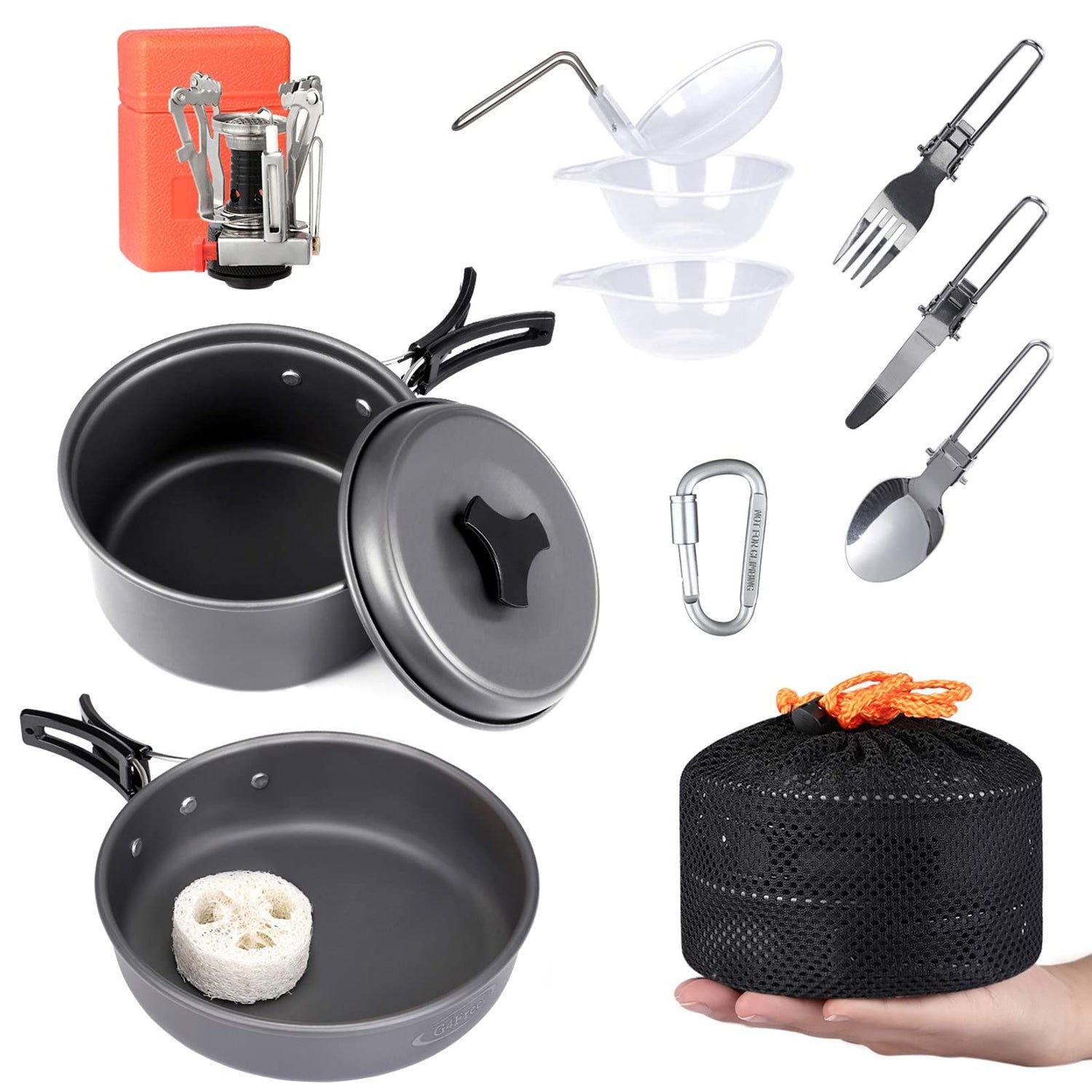 G4Free 13PCS Camping Cookware Mess Kit